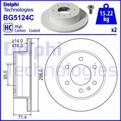 DELPHI BG5124C Fren Dıskı (Cıftlı Paket) Boyalı Delıksız Arka  Esprıntersprınter 211dsprınter 214dsprınter 215dsprı 9104230100