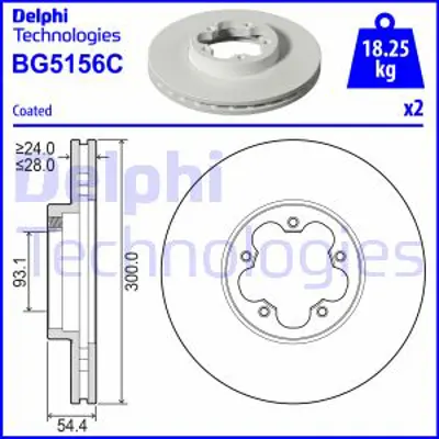 DELPHI BG5156C Fren Dıskı (Cıftlı Paket) Boyalı Delıksız On Transıt 300-330-350-370-430-460  04/2006>12/2014 ME8C1J1125AA