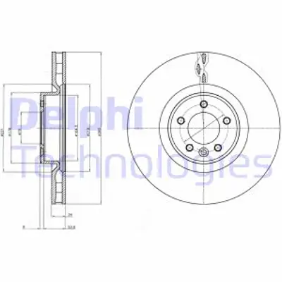 DELPHI BG9079C Fren Dıskı (Teklı Paket) Boyalı Delıksız On Land Rover Range Rover Range Rover Sport 10/2009 > LR027106