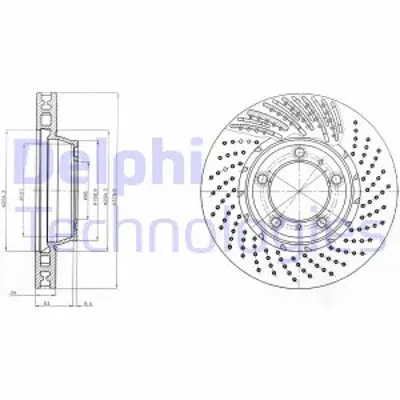 DELPHI BG9094C Fren Dıskı (Teklı Paket)   Boyalı Delıklı Ã–n Porsche 91105/2000 > 9P1615301A