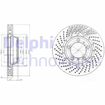 DELPHI BG9095C Fren Dıskı (Teklı Paket)   Boyalı Delıklı Ã–n Porsche 91105/2000 > 9P1615302A