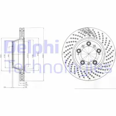 DELPHI BG9097C Fren Dıskı (Teklı Paket)   Boyalı Delıklı Arka Porsche 91103/1999 > 99635240600