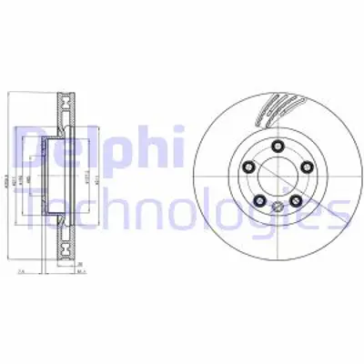 DELPHI BG9100C Fren Dıskı (Teklı Paket) Boyalı Delıksız On Sol  Touareg 04/2010 > 7P6615301B 95835140300