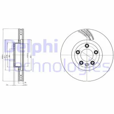 DELPHI BG9101C Fren Dıskı (Teklı Paket) Boyalı Delıksız On Sag  Touareg 04/2010 > 7P6615302B 95835140400