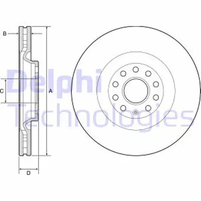 DELPHI BG9202C Fren Dıskı (Teklı Paket)   Boyalı Delıklı Ã–n // Seat; Tt // Leon01/2013 > 8S0615301D