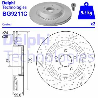 DELPHI BG9211C Fren Dıskı (Teklı Paket)   Boyalı Delıklı Arka C6302/2008 > 2044230412