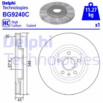 DELPHI BG9240C Fren Dıskı (Teklı Paket) Boyalı Delıksız On  Insıgnıa 03/2017 > 13598064