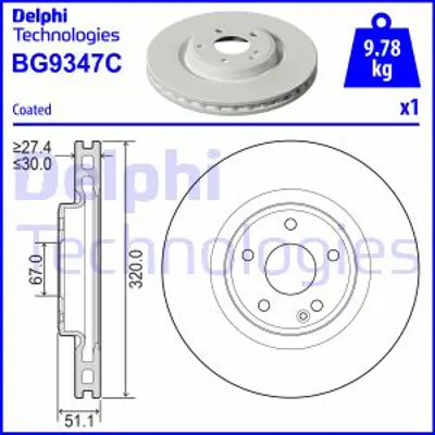 DELPHI BG9347C Fren Dıskı (Teklı Paket)   Boyalı Delıklı Ã–n Infınıtı Q30 Qx3011/2015 > 