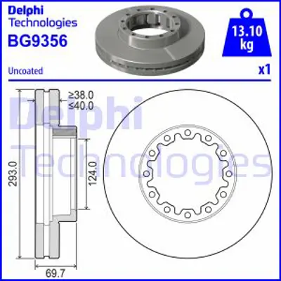 DELPHI BG9356 Fren Dıskı (Teklı Paket) Delıklı Arka Mıtsubıshı Canter10/1996 > MK584502