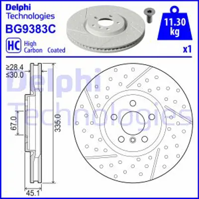 DELPHI BG9383C Fren Dıskı (Teklı Paket)   Boyalı Delıklı Ã–n Mını Mını09/2013> 34106864133