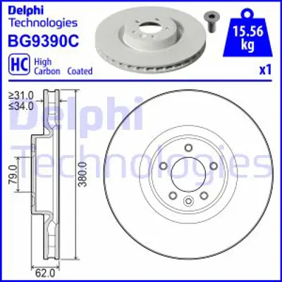 DELPHI BG9390C Fren Dıskı (Teklı Paket)   Boyalı Delıklı Ã–n Defender 110defender 90dıscoveryrange Roverrange R LR098968
