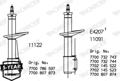 MONROE 11122 On Amortısor R5 Gt Turbo 68 95 (E4212) 7702145523
