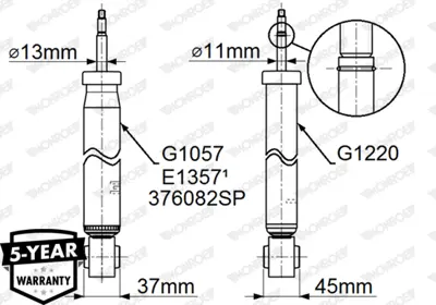 MONROE 376082SP Arka Amortısor Gazlı Premıum Golf V Jetta Passat Caddy Leon Toledo Octavıa A3 Bkp 05> 1K0513029ME 1K0513031HQ 3C0513049CR 5C0513029E