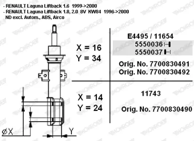 MONROE E4495 On Amortısor Renault Laguna I 94>01 (Gazlı) 7700830492