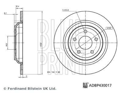 BLUE PRINT ADBP430017 Arka Fren Dısk Ayna Focus Iıı 2.5 Rs 11>17 1936154