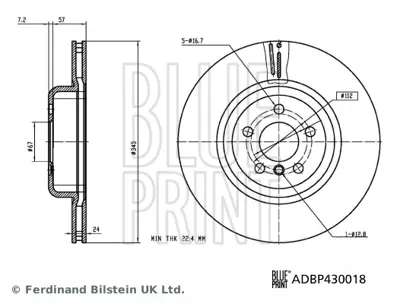 BLUE PRINT ADBP430018 Fren Diski 34216860925 42431WAA01
