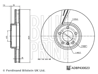 BLUE PRINT ADBP430023 Fren Diski 34116789543