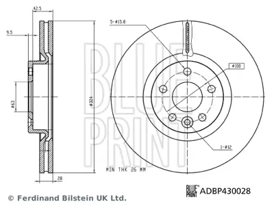 BLUE PRINT ADBP430028 On Fren Dıskı -Volvo  Xc60 (156) D3 D4 D5 T5 T6 13> 31423305SK1
