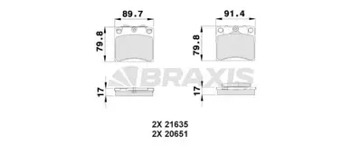 BRAXIS AA0152 On Fren Balatası (15"") Transporter T4 Caravelle 90>03 701698151H