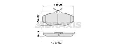BRAXIS AA0212 Fren Balatası On Dıscovery 2 L318 98>04 Range Rover I 3.9 Vogue 88>94 Range Rover Iı P38a 94>02  STC3685