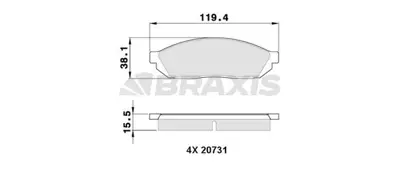 BRAXIS AA0348 On Fren Balatası Marutı Opel 800 Rascal 45022SA0N50 5521085200