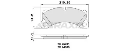 BRAXIS AA0307 Fren Balatası On Touareg 7l 02> Touareg 7p 10> / Cayenne 10> Panamera 09> 7P0698151C 95835193970