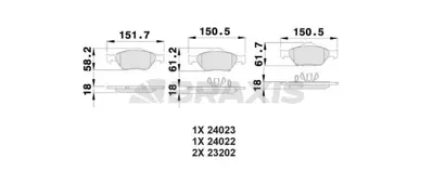 BRAXIS AB0030 On Fren Balatası Yarıs Vvt I 06>11 Yarıs Hıbrıt 11> (Fransa Tıpı) 44650D050000 446552200