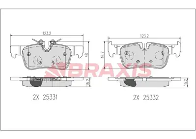 BRAXIS AB0636 Fren Balatası Arka Bmw F45 F48 F39 Mını F60 F54 34216860403
