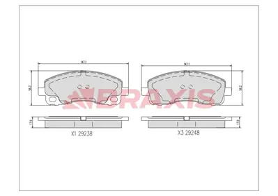 BRAXIS AA0741 Fren Dıskı Balata On / Arka Mıtsubıshı Fuso Canter Teb Tfb35 Tfb35l Euro5 Euro6 12> MK529567