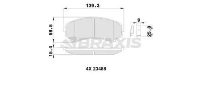 BRAXIS AB0244 On Fren Balatası Mıtsubıshı Pajero 3.2dı D 07> Mazda E2000; E2200 2.0.2.2d (06 / 1994 08 / 2002) 14  MR527868 S4YR3323Z