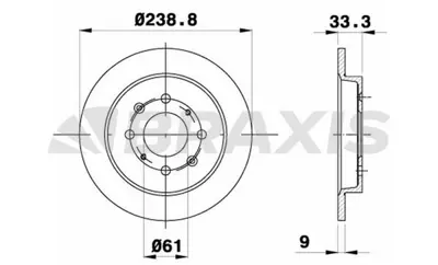 BRAXIS AE0341 Arka Fren Dıskı (Aynası) Duz Honda Cıty 2008-2012 Honda Jazz 2008-> (239x4) 42510TG5H00