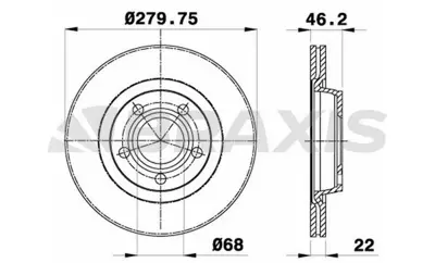 BRAXIS AE0061 On Fren Dısk Aynası Passat 96>00 A4 94>00 A8 96>10 Phaeton 02> 8E0615301P
