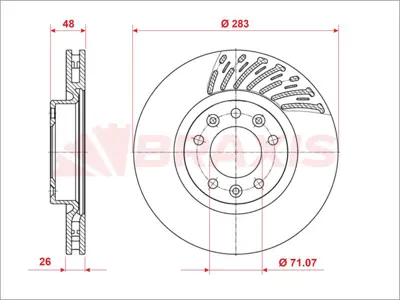 BRAXIS AE0871 Fren Dıskı On C4 Pıcasso Iı 13> Havalı 283mm 9805961480