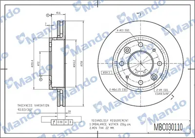 MANDO MBC030110 Fren Dıskı Ön K9A233251A K9AA33251C