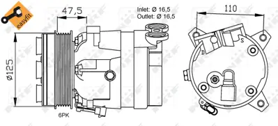 NRF 32025 Opel Omega 2.0 94-Compressorswith Pag Compressor Oil 9196937