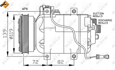 NRF 32030 Audı A4 1.6 95-Compressorswith Pag Compressor Oil 8D0260805MX