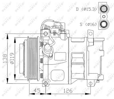 NRF 32042G Mercedes C-Series 1.8 94-Compressorswith Pag Compressor Oil A4471002485