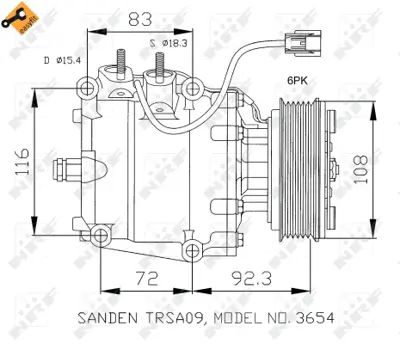 NRF 32072 Honda Civic 1.6 01-Compressorswith Pag Compressor Oil 38810PLC006