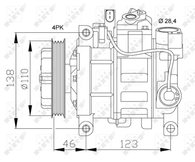 NRF 32105 Audı A6 2.5d 97-Compressorswith Pag Compressor Oil 8E0260805R