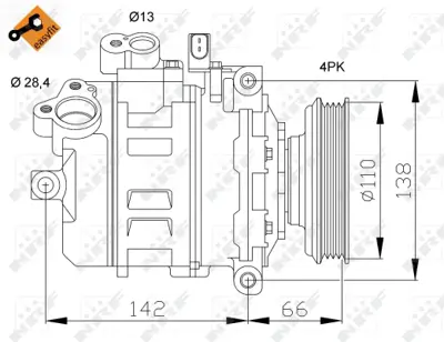 NRF 32106 Audı A4 1.9d 01-Compressorswith Pag Compressor Oil 8E0260805N