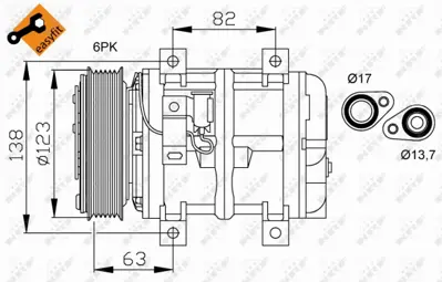 NRF 32112 Klıma Kompesoru Volvo S40 I (644) 1.8 97> 05 V40 Station Wagon (645) 1.9 T4 97>05 9171703