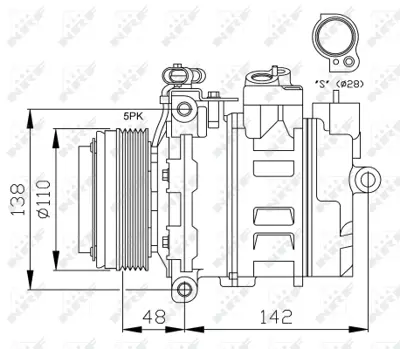 NRF 32116 Opel Zafira 1.6 99-Compressorswith Pag Compressor Oil 93176860