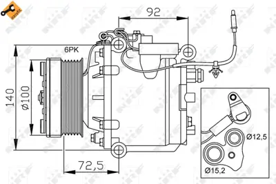 NRF 32165 Saab 9-3 2.0 98-Compressorswith Pag Compressor Oil OS4635892