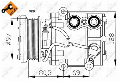 NRF 32401 Ford Fiesta 1.4d 02-Compressorswith Pag Compressor Oil XS4H19497AC