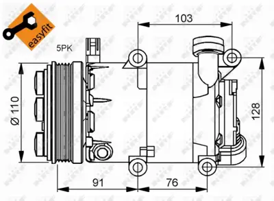 NRF 32415 Klıma Kompresor Focus 04>11 2.5 St Kuga, C30 06>12  C70 Iı 06>09  S40 Iı 06>12  V50 04>10  1.6 -2.4  8603955 RM3M5H19D629PJ