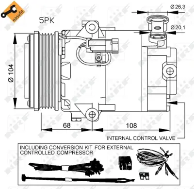 NRF 32429 Opel Astra 1.4 04-Compressorswith Pag Compressor Oil R1580059