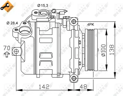 NRF 32433 Klıma Kompresoru Bmw M57 D30 E90 06>11 E92 06>13 M54 N43 M57 E60 N57 D30 F07 12>17 M57 M54 D30 E65 0 9174802