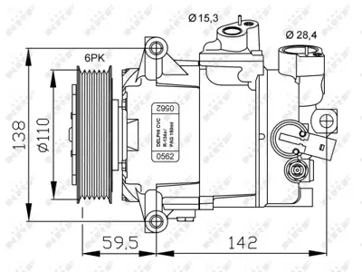 NRF 32500G Vw Golf 1.9d 04-Compressorswith Pag Compressor Oil 1K0820859SX 2E0820803G 8E0260805AS