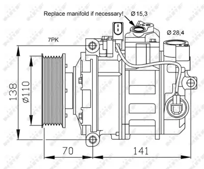 NRF 32613 Audı Q7 3.0d 06-Compressorswith Pag Compressor Oil 7P0820803M 95812601201