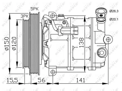 NRF 32673G Alfa Romeo Brera 2.2 06-Compressorswith Pag Compressor Oil 